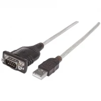 Manhattan 205153 cable serial Negro, Transparente 0.45 m USB A Serial/COM/RS232/DB9
