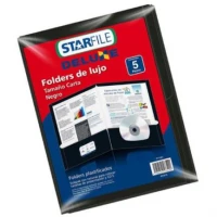 Folder Mapasa Deluxe Carta 24x30 Color Negro C/5 Pzas