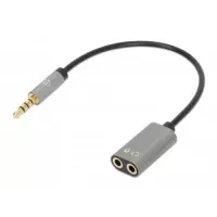 Manhattan 356107 cambiadores de género de cables 3.5mm 2x 3.5mm Negro, Plata