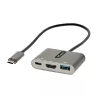 StarTech.com Adaptador Multipuertos USB C, USB Tipo C a HDMI, Video de 4K, PD de 100W, Pass Through, Hub Ladrón USB 3.0 1x USBC 1x USBA, Mini Docking Station USBC para Laptop
