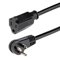 StarTech.com Cable 2m (6 pies) de Extensión de Alimentación, Ángulo Recto NEMA 5-15P a NEMA 5-15R, 13A 125V, 16AWG, Acodado, Cable Extensor Alargador de Corriente para Computadoras