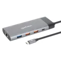 Manhattan 130714 base para laptop o replicador de puertos Alámbrico USB 3.2 Gen 2 (3.1 Gen 2) Type-C Gris
