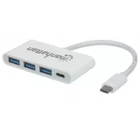 Manhattan 163552 nodo concentrador USB 3.2 Gen 1 (3.1 Gen 1) Type-C 5000 Mbit/s Blanco