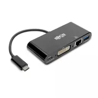 Tripp Lite U444-06N-DGUB-C Adaptador Multipuerto USB-C, DVI, Puerto USB-A, GbE, Carga PD, Negro