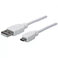 Manhattan 323987 cable USB 1 m USB 2.0 USB A Micro-USB B Blanco