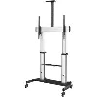 StarTech.com Soporte Móvil para TV - Carro de Alta Resistencia para TV Pantalla Plana de 60 a 100" (100kg) - Stand de Piso para TV con Altura Ajustable y Ruedas - Base Universal con Charolas para TV