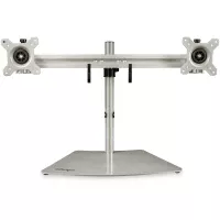 StarTech.com Soporte VESA para 2 Monitores - Soporte Ergonómico de Sobremesa para 2 monitores de 24" con Montaje VESA - con Base Independiente y Altura Ajustable- Soporte con Mástil - Plata